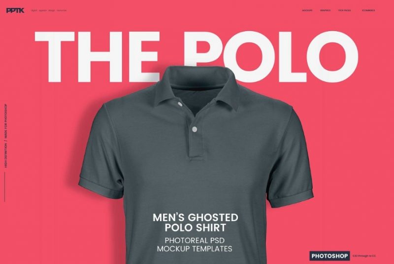 Ghosted Polo Shirt Mockup PSD