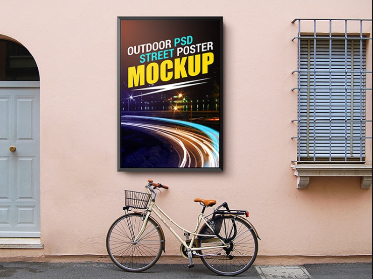 Outdoor Street Poster Mockup Free 
