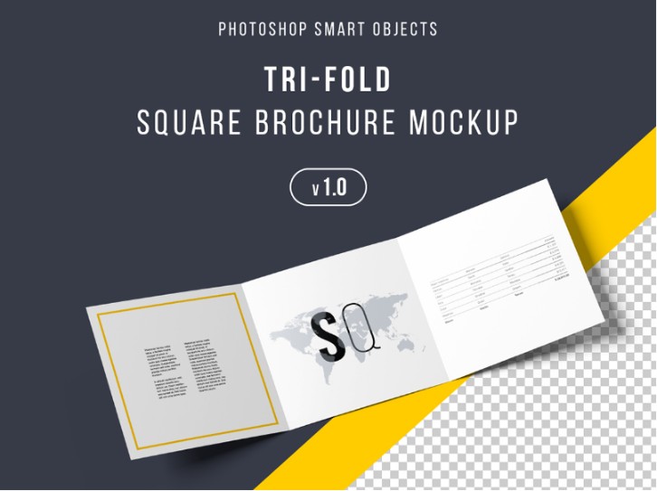 Square Tri Fold Brochure Mockup
