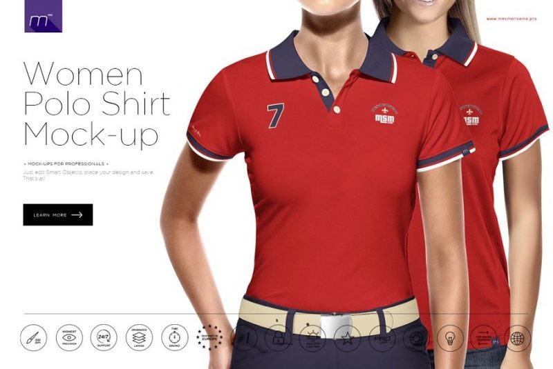 Women Polo Shirt Mockup PSD