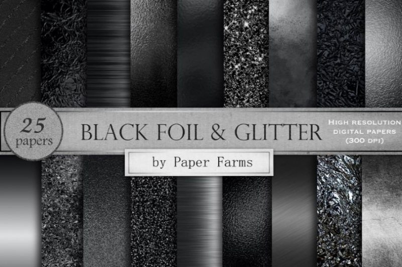 Black Foil and Glitter Textures
