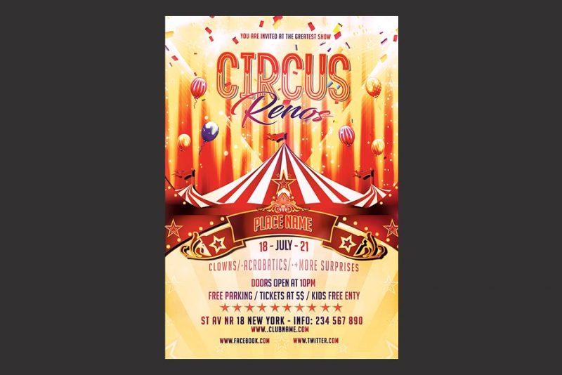 Editable Circus Flyers PSD