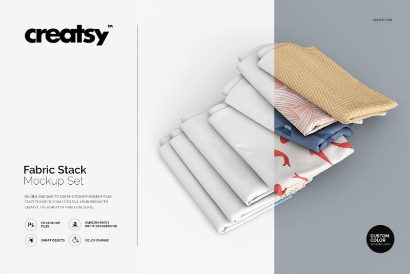 Fabric Stack Mockup Set PSD 