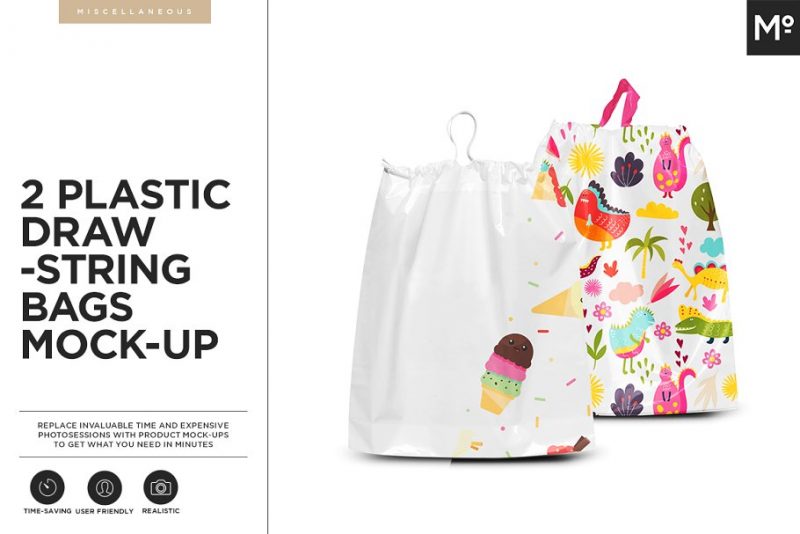 Plastic Drawstring Bag Mockups