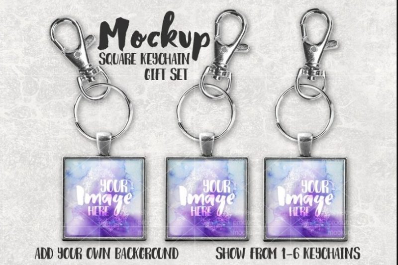 Square Keychain Branding Mockup