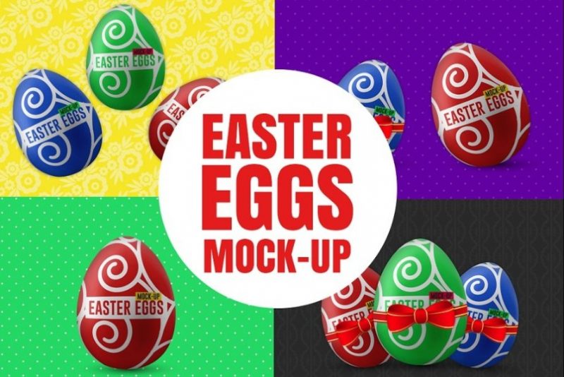 Unique Easter Eggs Mockup