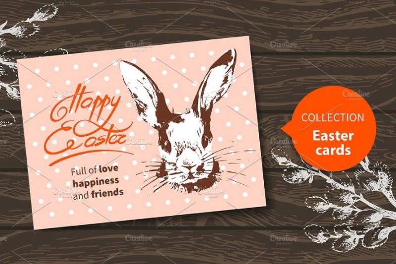 Vintage Easter Cards Mockup PSD