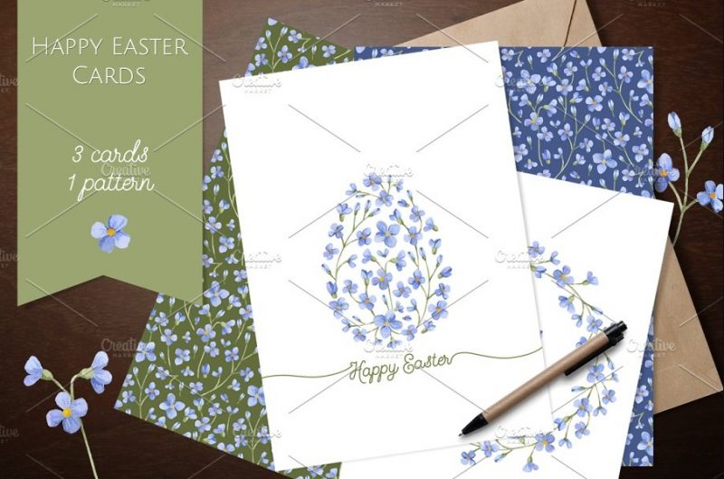 Watercolor Easter Cards Design