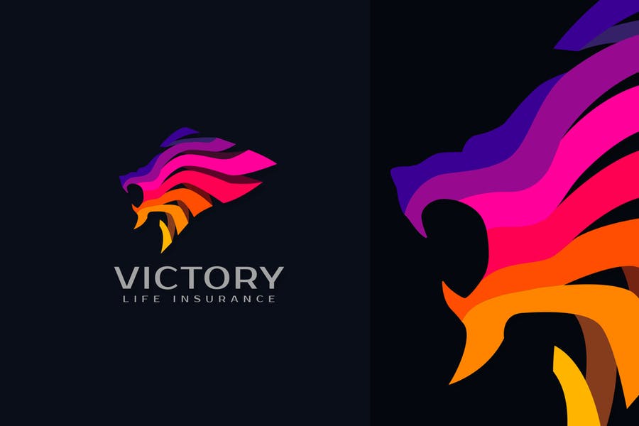 Colorful Lion Logo Design Template
