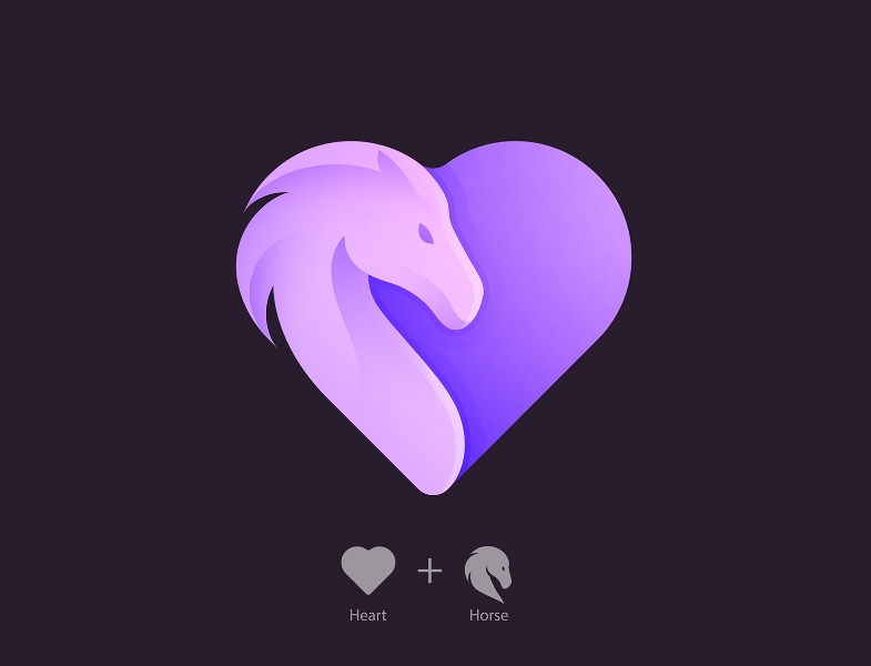 Horse and Heart Logo Concept
