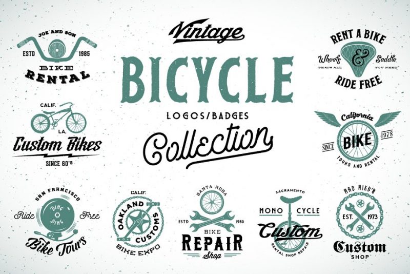 Vintage Bicycle Logo Designs Set