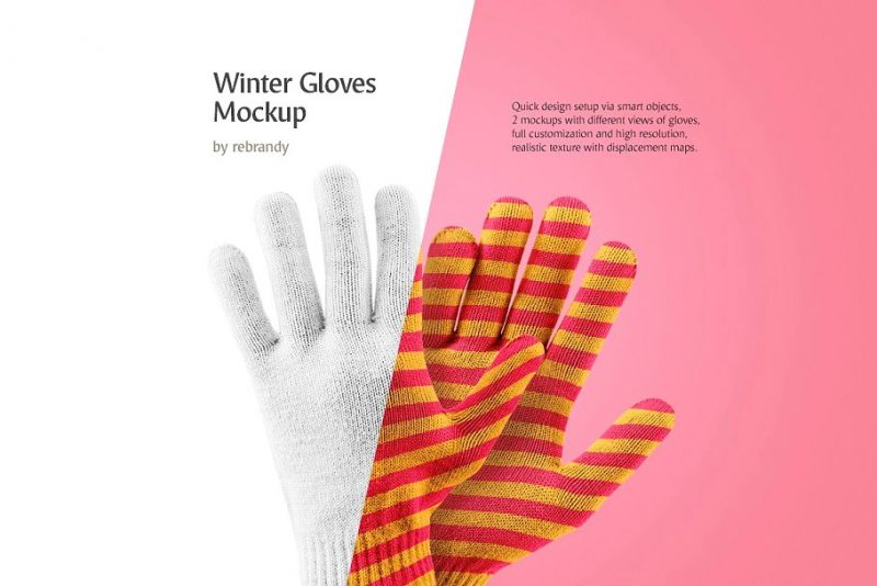 Winter Gloves Mockup PSD