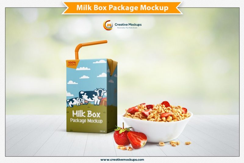Milk Box Package Mockup PSD