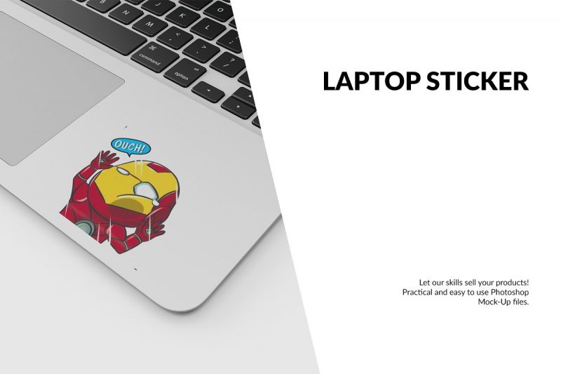 Laptop Sticker Mockup PSD