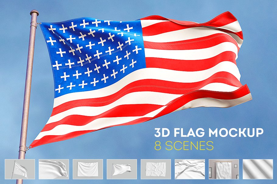 3D Flag Mockup PSD