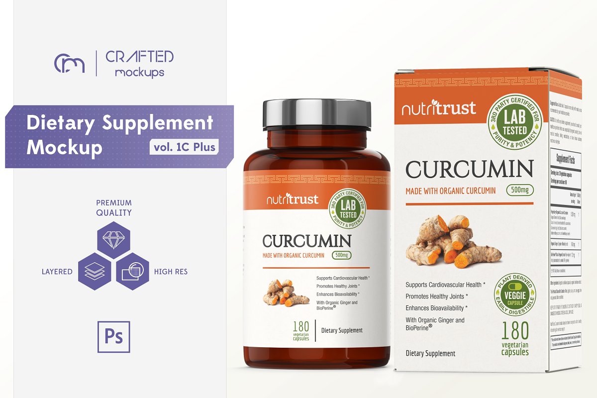 Dietary Supplement Packaging Mockup