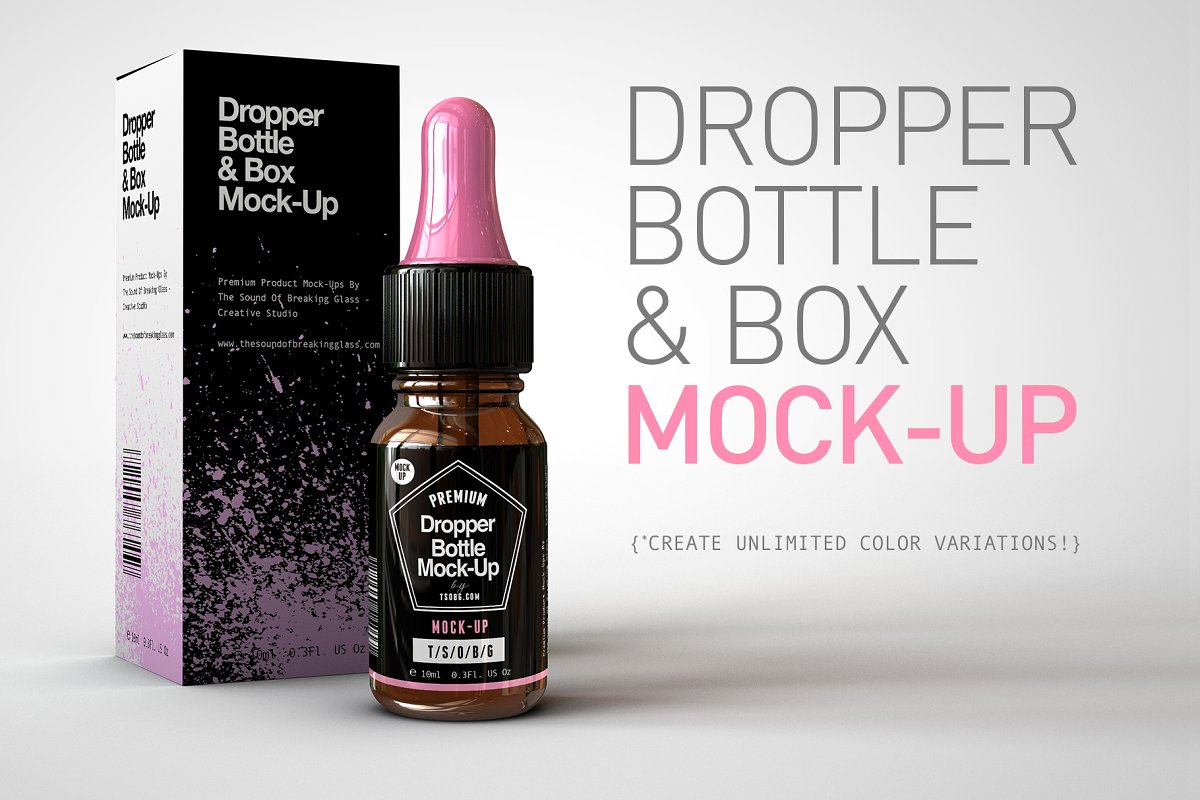 Dropper Bottle and Box Mockup PSD
