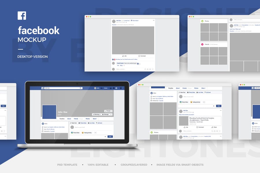 Download 15 Facebook Mockup Psd Free For Ad Presentations Graphic Cloud PSD Mockup Templates