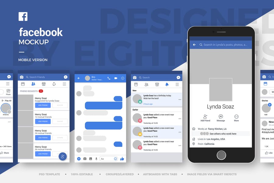 Facebook Mobile Version Mockup PSD