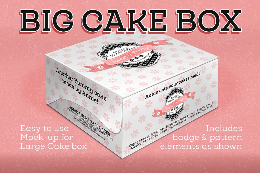 Large Size Cake Box Mockup PSD