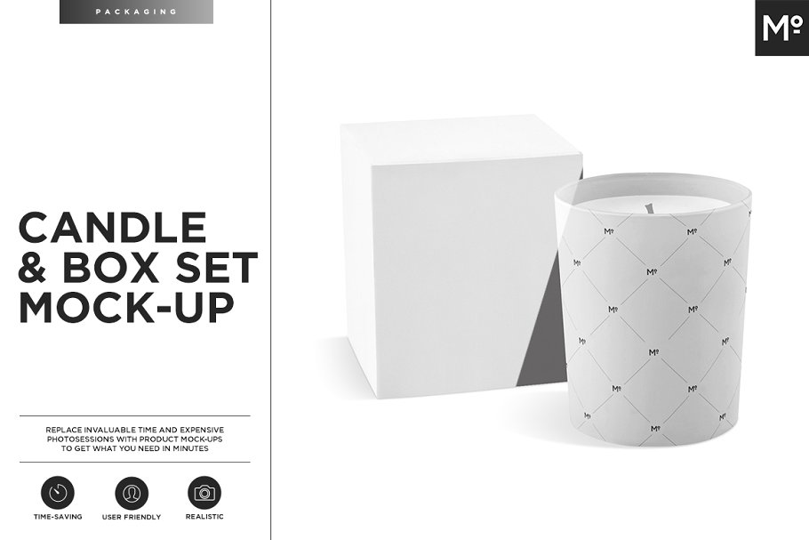 Realistic Candle and Box Mockup PSD