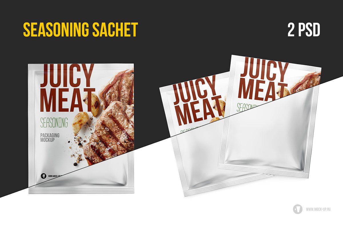 Seasoning Sachet  Packaging Mockup