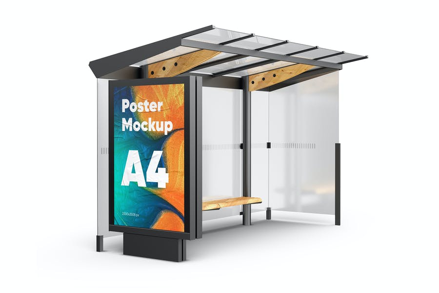 3D Bus Stop Mockup PSD