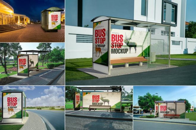 31 Bus Stop Mockup PSD For Ad And Branding Graphic Cloud   Best Bus Stopp Mockup Bundle 660x440 