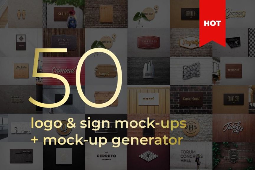 50 Logo Sign Mockup PSD