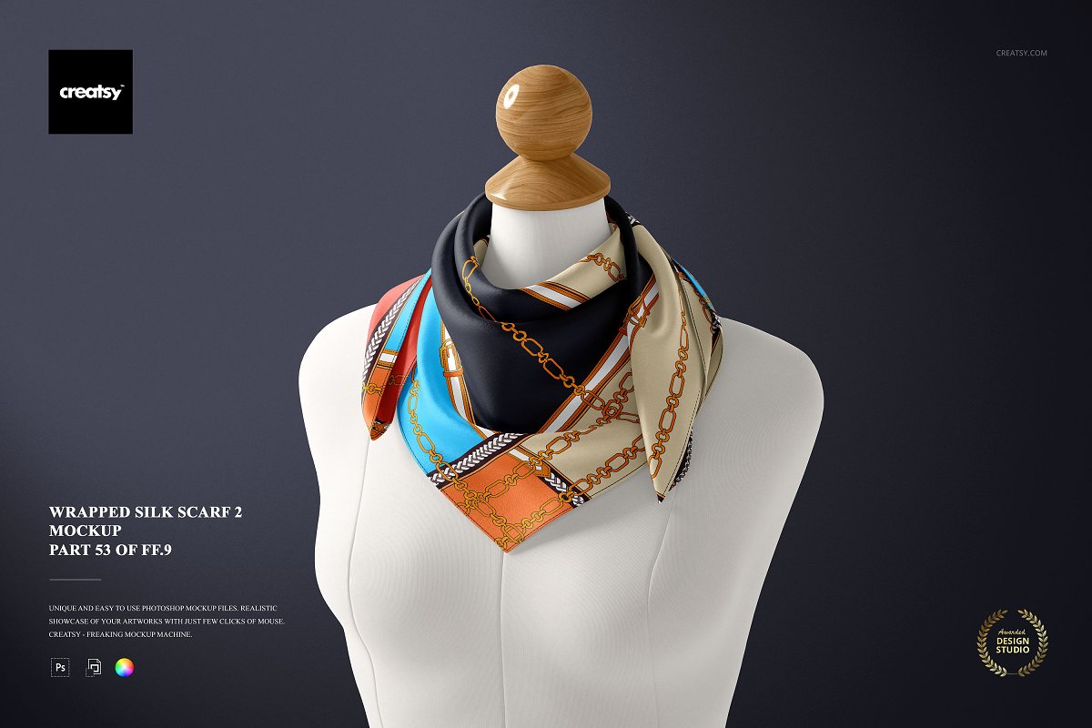 Wrapped Silk Scarf Mockup