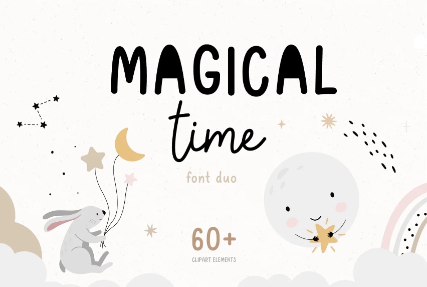 Magical Time Display Typeface