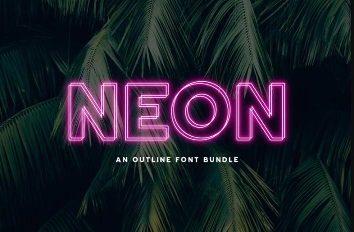 Outline Neon Font Bundle