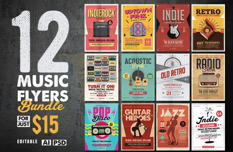 12 Indie Music Flyer Bundle