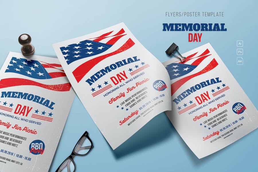 Ai and PSD Memorial Flyers