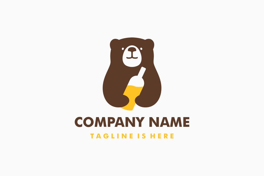 Bear With Beer Logo Template