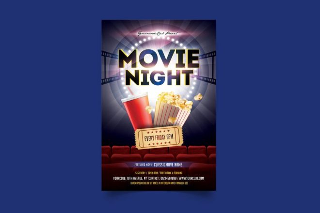 20+ Best Movie Night Flyer Template Download - Graphic Cloud