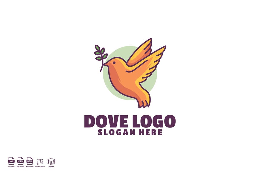 Dove with Olive Branch Logo