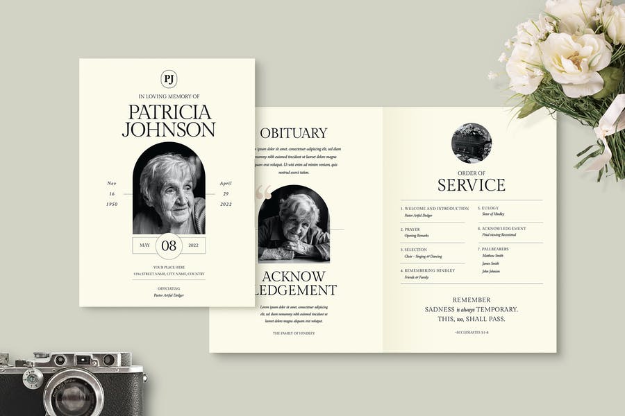 Editable Funeral Invitation Brochure