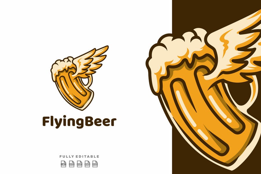 Flying Beer Logo Template