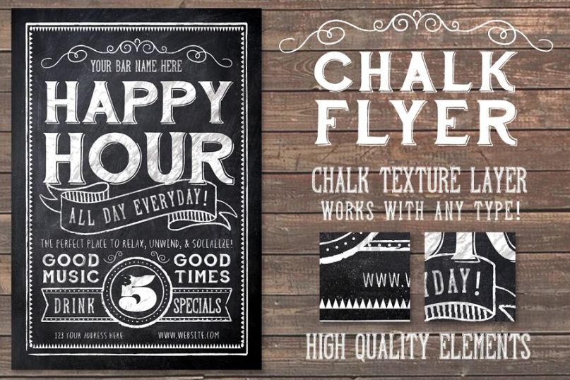 Happy Hour Chalk Flyers