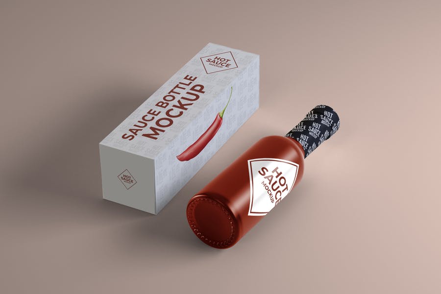 Hot Sauce Bottle Packaging Mockup