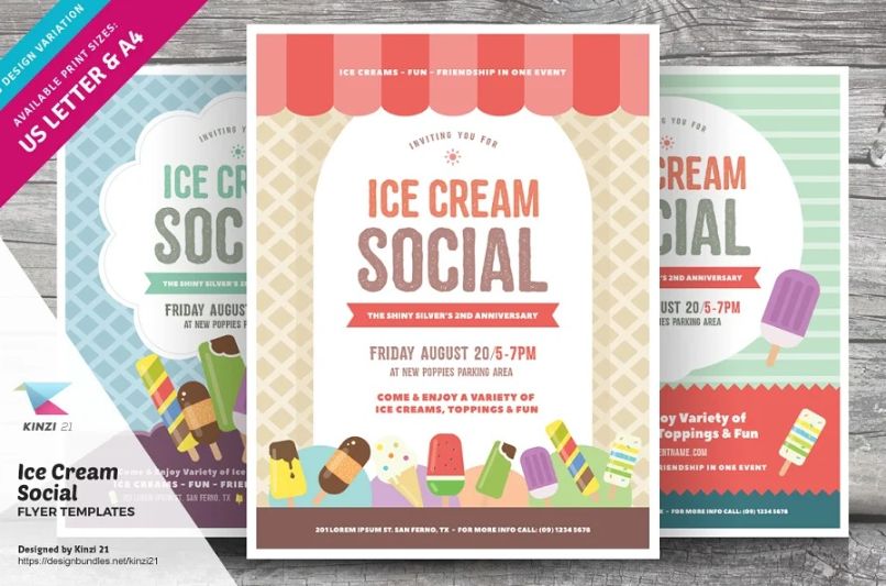 Ice Cream Social Flyers