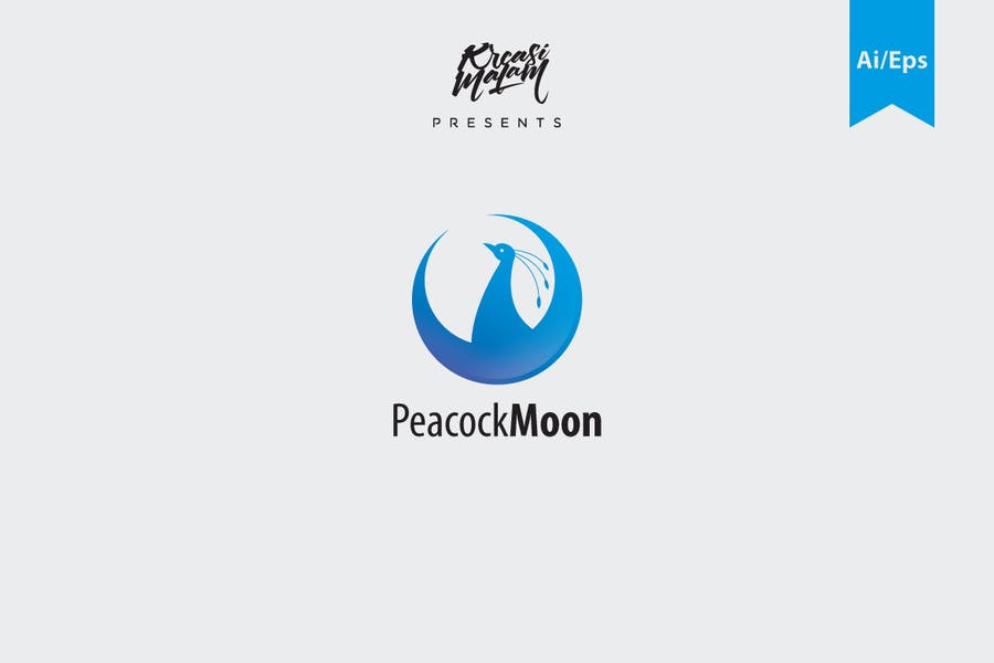Peacock and Moon Logo Templates