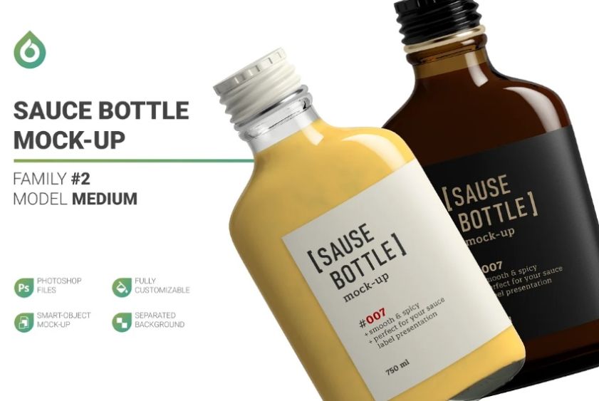 Professional Sauce Bottle Label Mockup