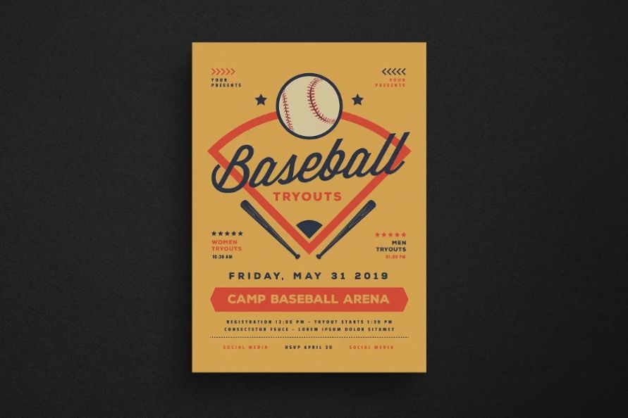 baseball Tryouts Flyer Template