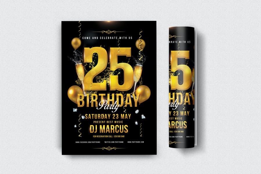 25 Birthday Party Flyers