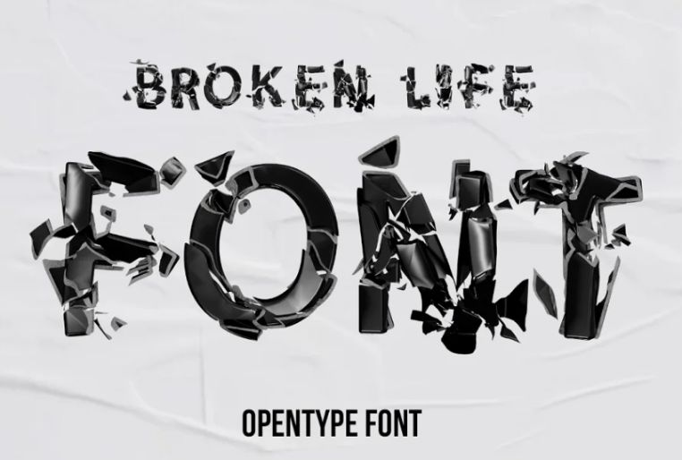 3D Broken and Cracked Font