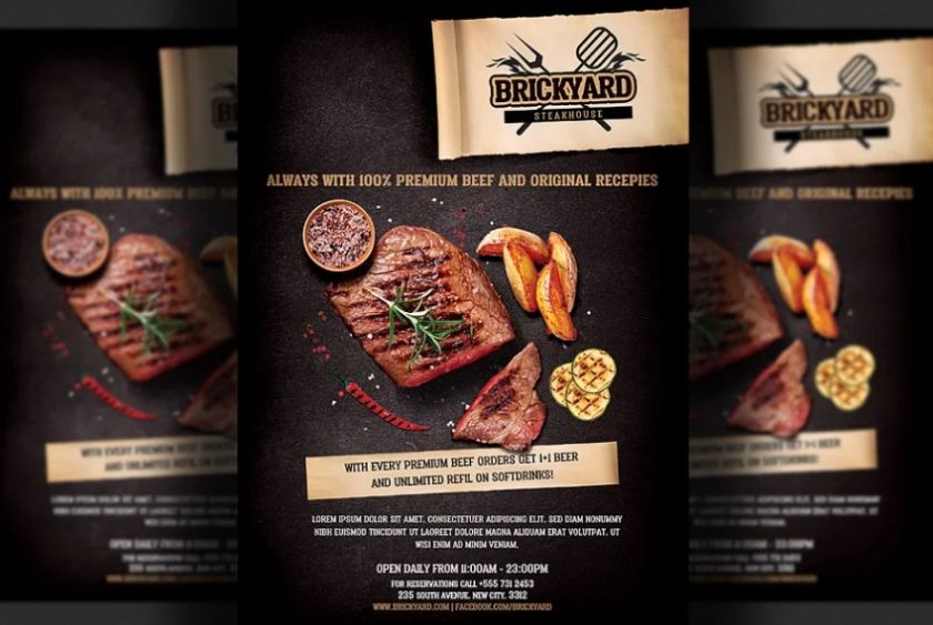 A4 and A5 Steak House Ad Flyer