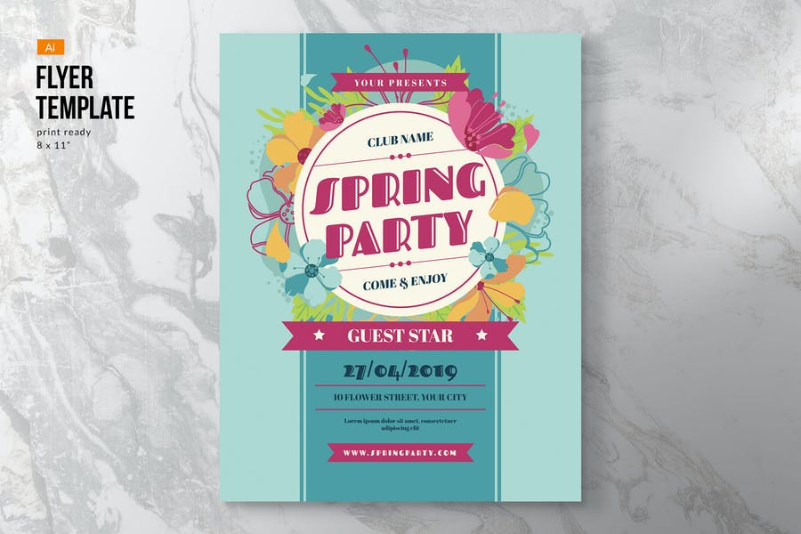 Customizable Spring Party Template