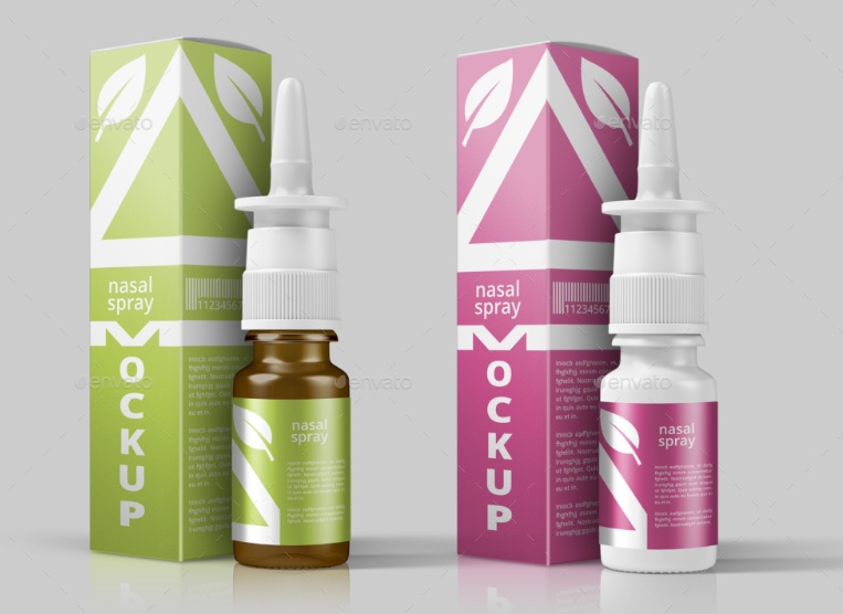 Nasal Spray Bottle Packaging Mockups